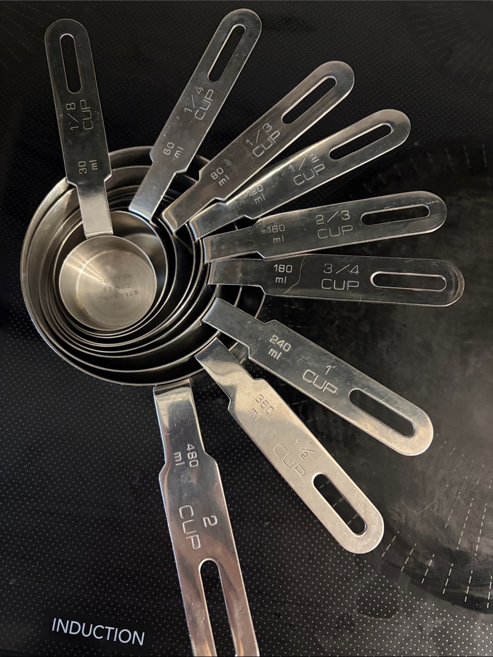 RSVP Endurance 18-10 Stainless Steel Measuring Cups 1/8 - 2 Cup set of 9